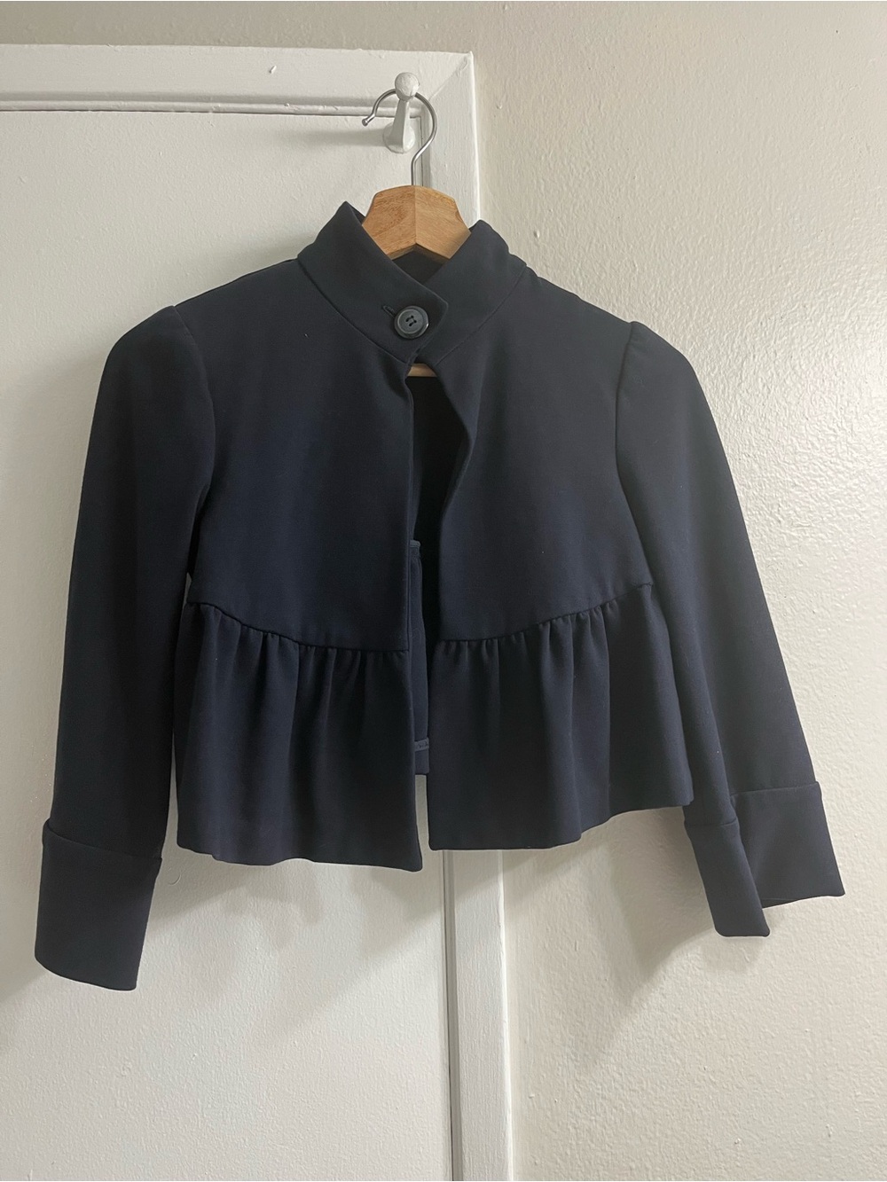 Diane Von Furstenberg Navy Cropped Peplum Jacket